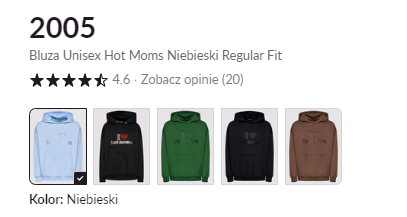 Bluzy w różnych wariantach kolorystycznych